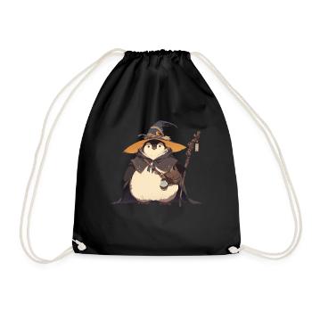 Pinguin Hexe Halloween Pinguin Niedlich - Turnbeutel - Schwarz - Vorne