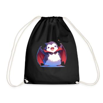 Penguin Vampire Halloween Penguin Cute - Drawstring Bag - black - Front