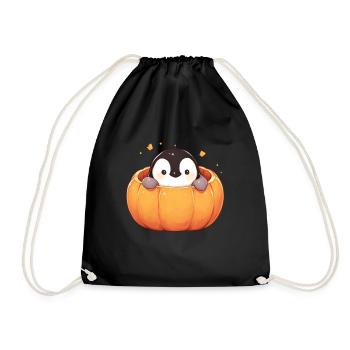 Penguin Pumpkin Halloween Penguin Cute - Drawstring Bag - black - Front