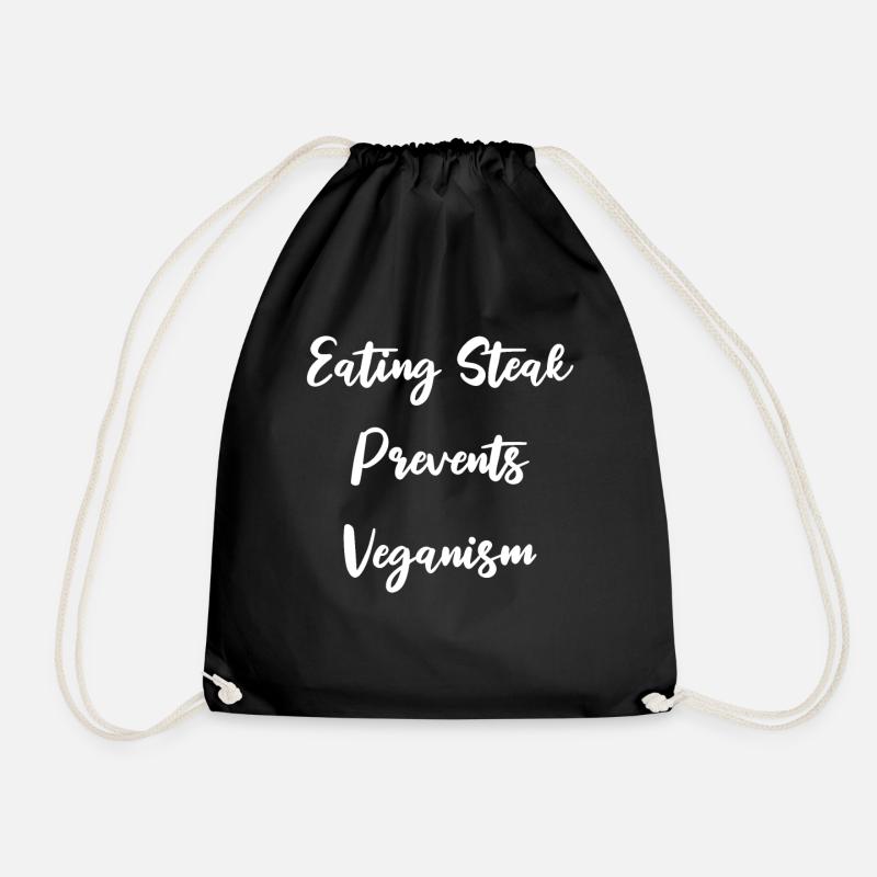 Steak essen verhindert Veganismus - Turnbeutel - Schwarz
