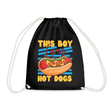 Hot Dog Adult Boy This Boy Loves - Drawstring Bag - black - Front