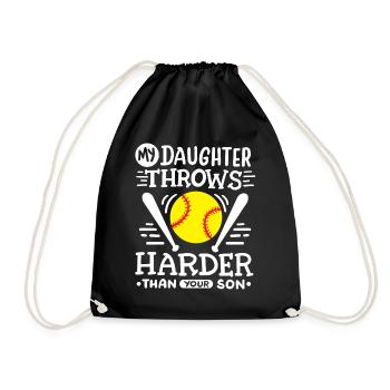 Softball Mama Papa - Turnbeutel - Schwarz - Vorne