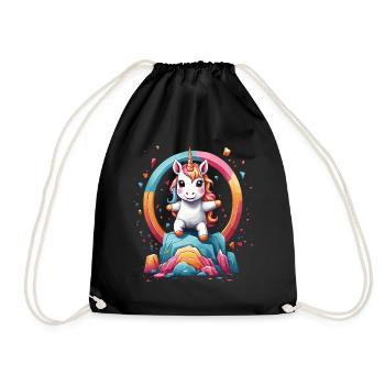 Funny Unicorns Cute Unicorn Girl - Drawstring Bag - black - Front