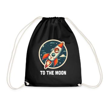 To The Moon Shiba Inu Rocket Crypto Currency - Drawstring Bag - black - Front
