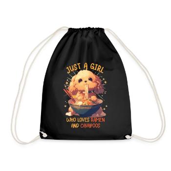 Juste une fille qui aime les ramen et le chien miso Cavapoos - Sac de sport léger - noir - Devant