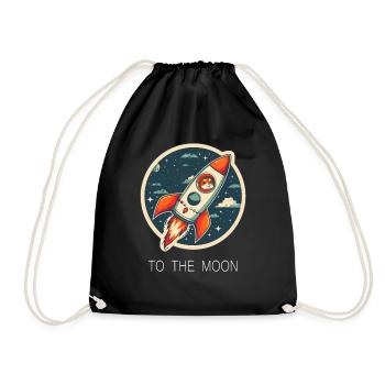 To The Moon Shiba Inu Rocket Crypto Currency - Drawstring Bag - black - Front