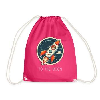 To The Moon Shiba Inu Rocket Crypto Currency - Drawstring Bag - fuchsia - Front