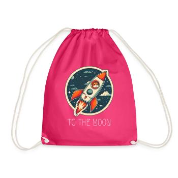 To The Moon Shiba Inu Rocket Crypto Currency - Drawstring Bag - fuchsia - Front
