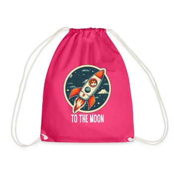 To The Moon Shiba Inu Rocket Crypto Currency - Drawstring Bag - fuchsia - Front