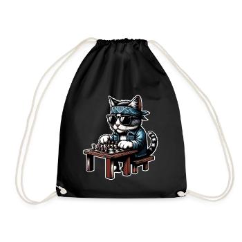 Chess Cat - Drawstring Bag - black - Front