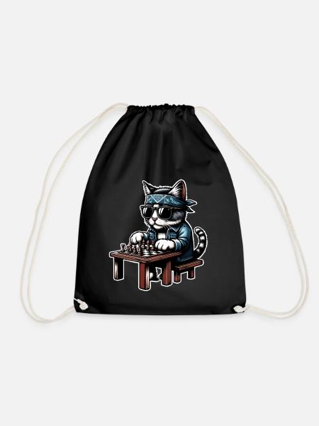 Schach Katze - Turnbeutel - Schwarz