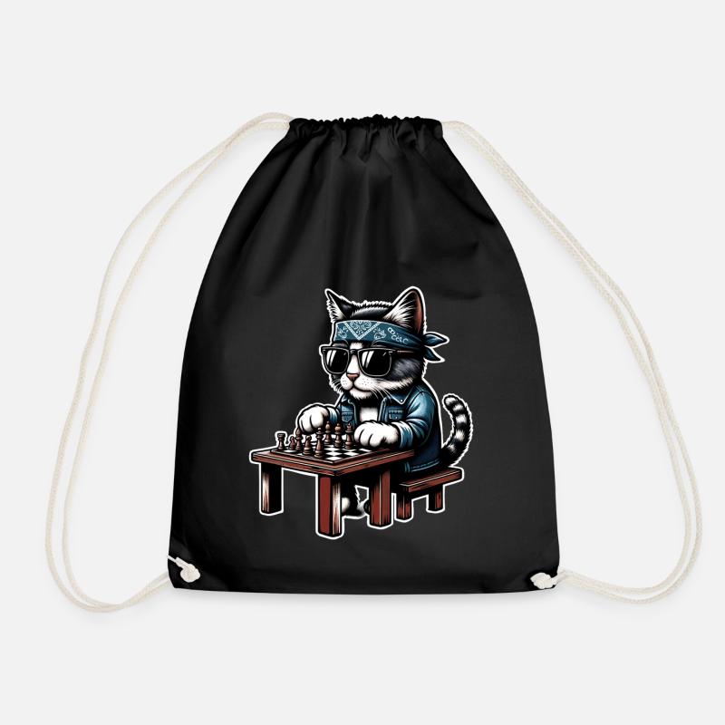 Schach Katze - Turnbeutel - Schwarz
