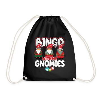 Bingo Mit Meinen Gnomies Lustiges Bingo - Turnbeutel - Schwarz - Vorne