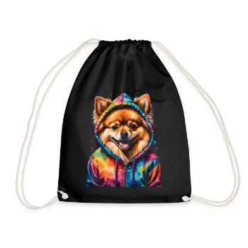Loulou de Poméranie Poméranie Sweat à capuche Dog Print - Sac de sport léger - noir - Devant