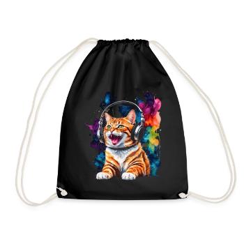 Casque de chat coloré drôle animal design imprimé - Sac de sport léger - noir - Devant
