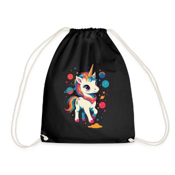 Licornes drôles Jolie fille licorne - Sac de sport léger - noir - Devant