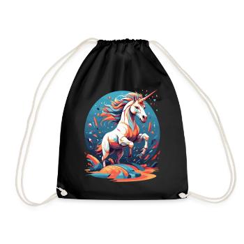 Unique Birthday Motif Funny Unicorns - Drawstring Bag - black - Front