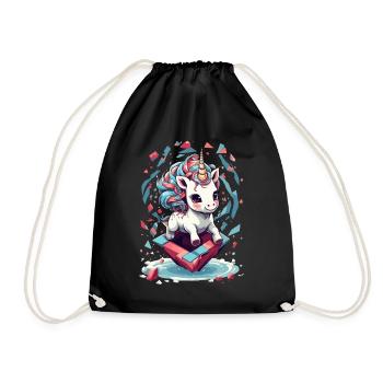 Cute Unicorn Girl Funny Unicorns - Drawstring Bag - black - Front