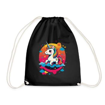 Licornes drôles Jolie fille licorne - Sac de sport léger - noir - Devant
