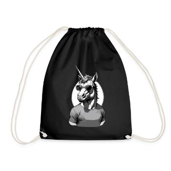 Lustiges Vatertag Design Papa Einhorn - Turnbeutel - Schwarz - Vorne