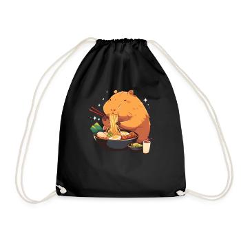 Kawaii Capybara Ramen Miso Japanische Nudel Foodie - Turnbeutel - Schwarz - Vorne
