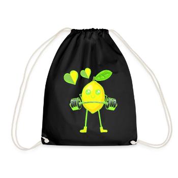 Lemon Weight Exercise Weight GYM Exercise Muscles - Drawstring Bag - black - Front