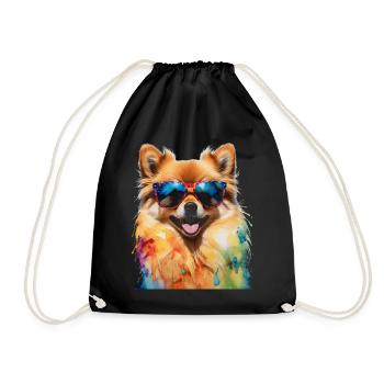 Pomeranian Pomeranian Sunglasses Dog Print - Drawstring Bag - black - Front