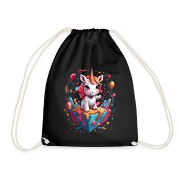 Funny Unicorns Unique Birthday Motif - Drawstring Bag - black - Front