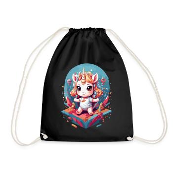 Unique Birthday Cute Unicorn Design - Drawstring Bag - black - Front