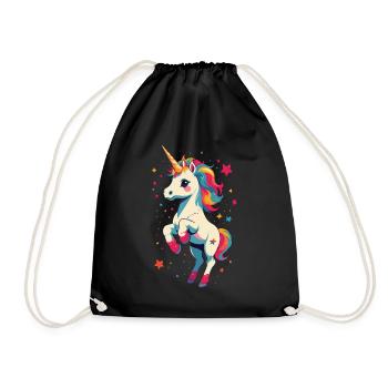Unique Birthday Motif Funny Unicorns - Drawstring Bag - black - Front