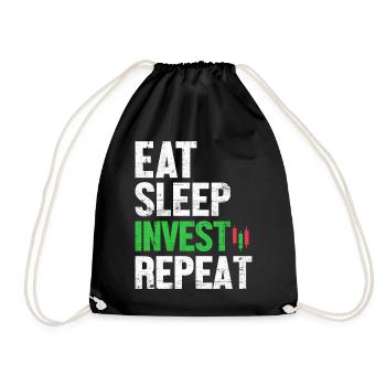 Eat Sleep Invest Repeat Trading Cryptocurrency - Drawstring Bag - black - Front