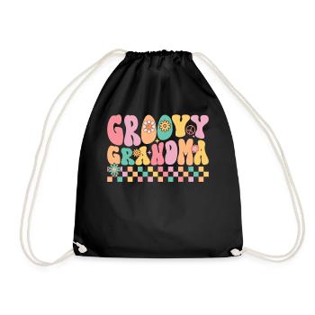 Groovy Grandma Retro Great Grandmother Funny - Drawstring Bag - black - Front