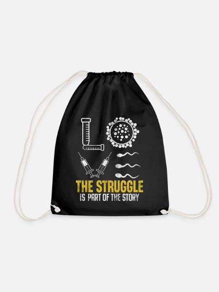 Infertility IVF Egg Retrieval Orange Ribbon - Drawstring Bag - black