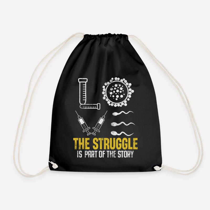 Infertility IVF Egg Retrieval Orange Ribbon - Drawstring Bag - black
