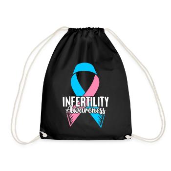 Infertility Awareness Pink and Blue Ribbon - Drawstring Bag - black - Front