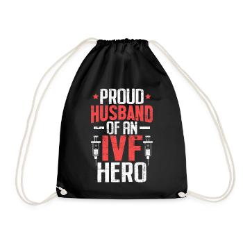 IVF Husband Vitro Fertilization IVF 1 in 8 Orange - Drawstring Bag - black - Front