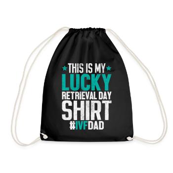 This Is My Lucky IVF Dad Orange Infertility - Drawstring Bag - black - Front