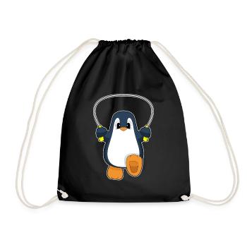Pinguin Seilspringen Springseil Fitness - Turnbeutel - Schwarz - Vorne
