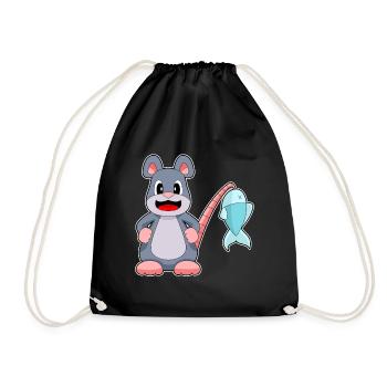 Maus Angler Fisch Angeln - Turnbeutel - Schwarz - Vorne