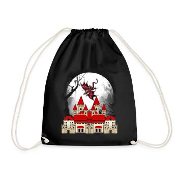 Fantasy Drache Schloss Märchen Mittelalter Drachen - Turnbeutel - Schwarz - Vorne