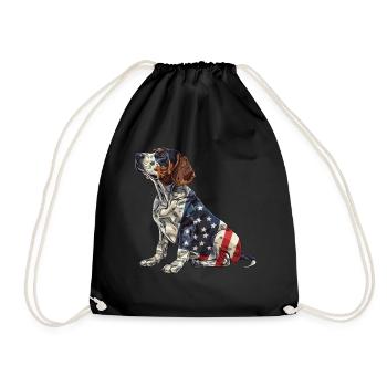 Border Terrier Dog 4th of July American Flag Gifts - Drawstring Bag - black - Front