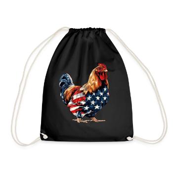 Poulet Drapeau Américain 4 Juillet Poulet Cadeaux - Sac de sport léger - noir - Devant