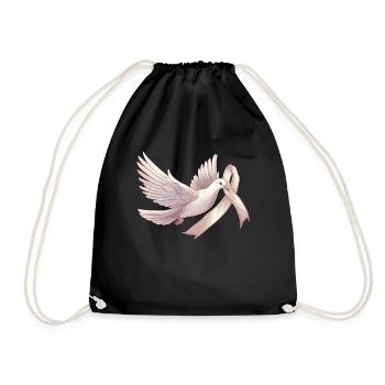 Lung Cancer Awareness Month White Ribbon - Drawstring Bag - black - Front