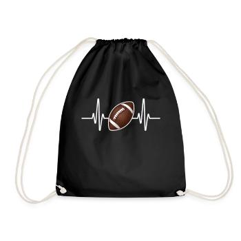 Ballon de ligne ECG de battement de cœur de football américain - Sac de sport léger - noir - Devant