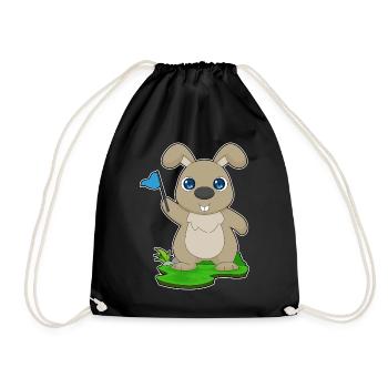 Rabbit Flag - Drawstring Bag - black - Front