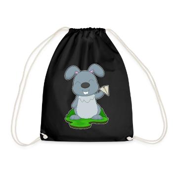 Rabbit Paper Airplane - Drawstring Bag - black - Front