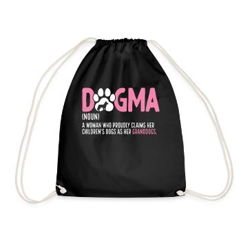 Dogma Lustige Definition Hund Oma Welpe Enkelhund - Turnbeutel - Schwarz - Vorne