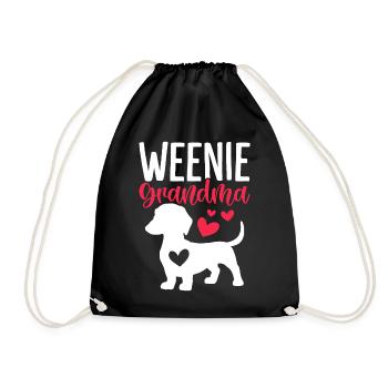 Weenie Oma Lustiger Hund Oma Dackel Hund - Turnbeutel - Schwarz - Vorne