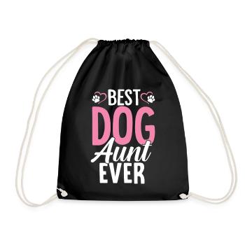 Best Dog Aunt Ever Funny Dogs Puppy Paw Aunt Vibes - Drawstring Bag - black - Front