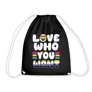Liebe Wen Du Willst – Gay Pride Monat - Turnbeutel - Schwarz - Vorne